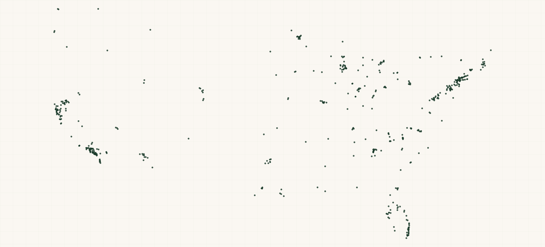 Map of where the Partners Coffee Retailers are
