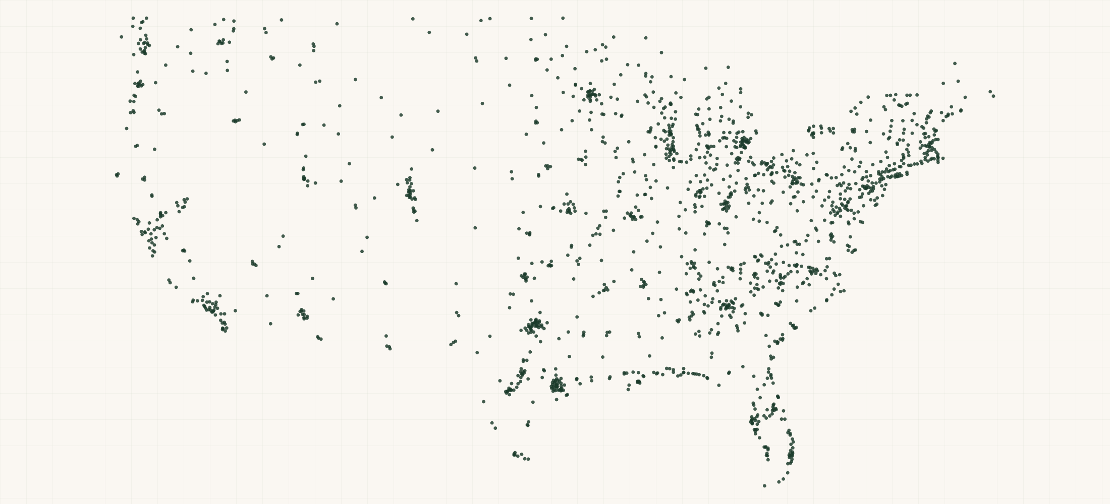 Map of where the Perception Retailers are
