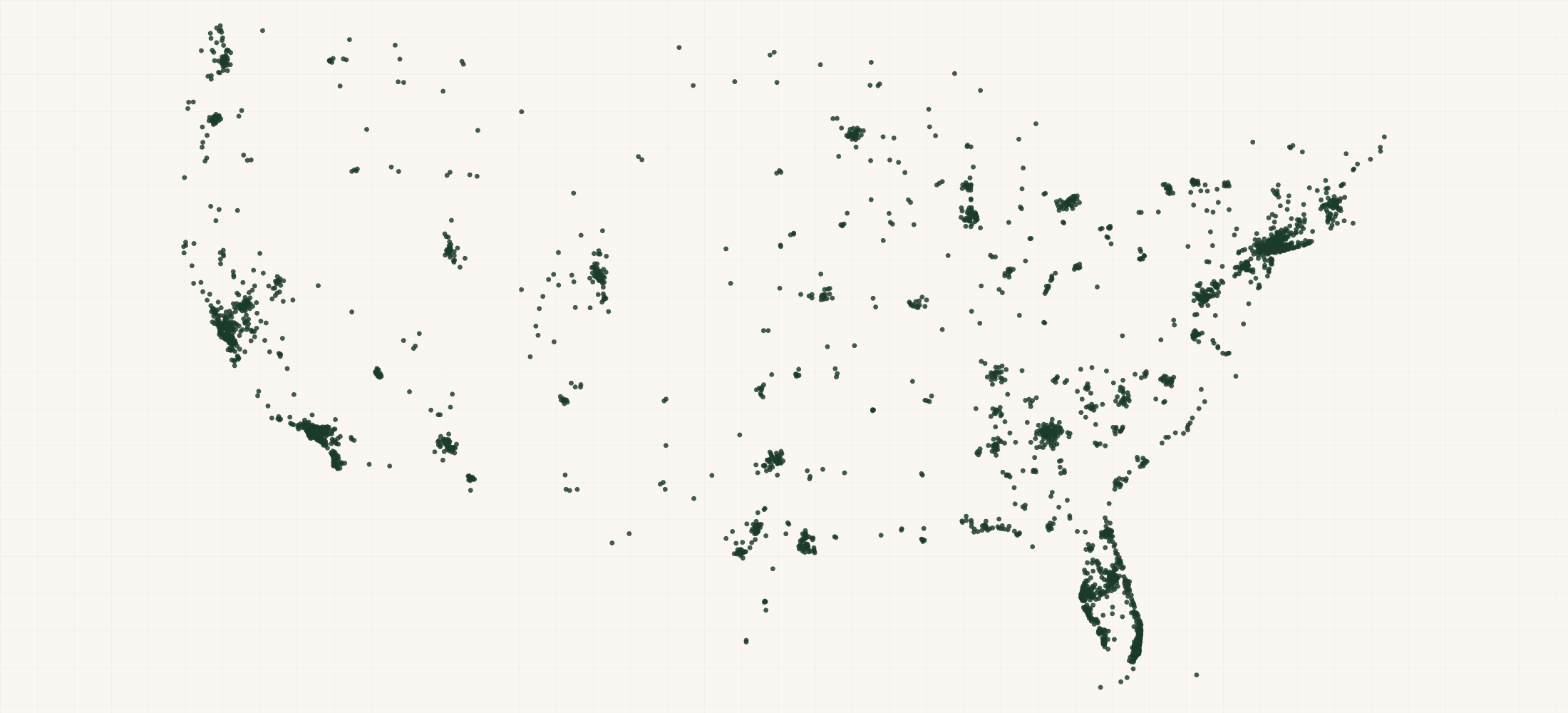Map of where the Petit Pot Retailers are