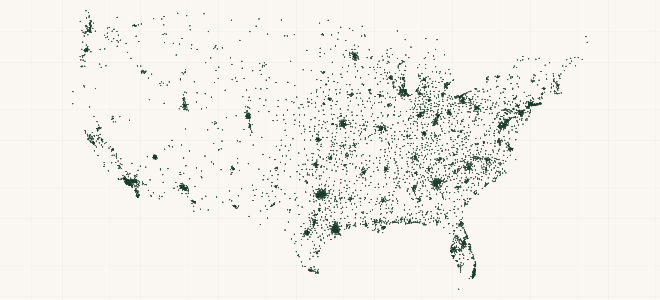 Map of where the Pizza Hut Locations are