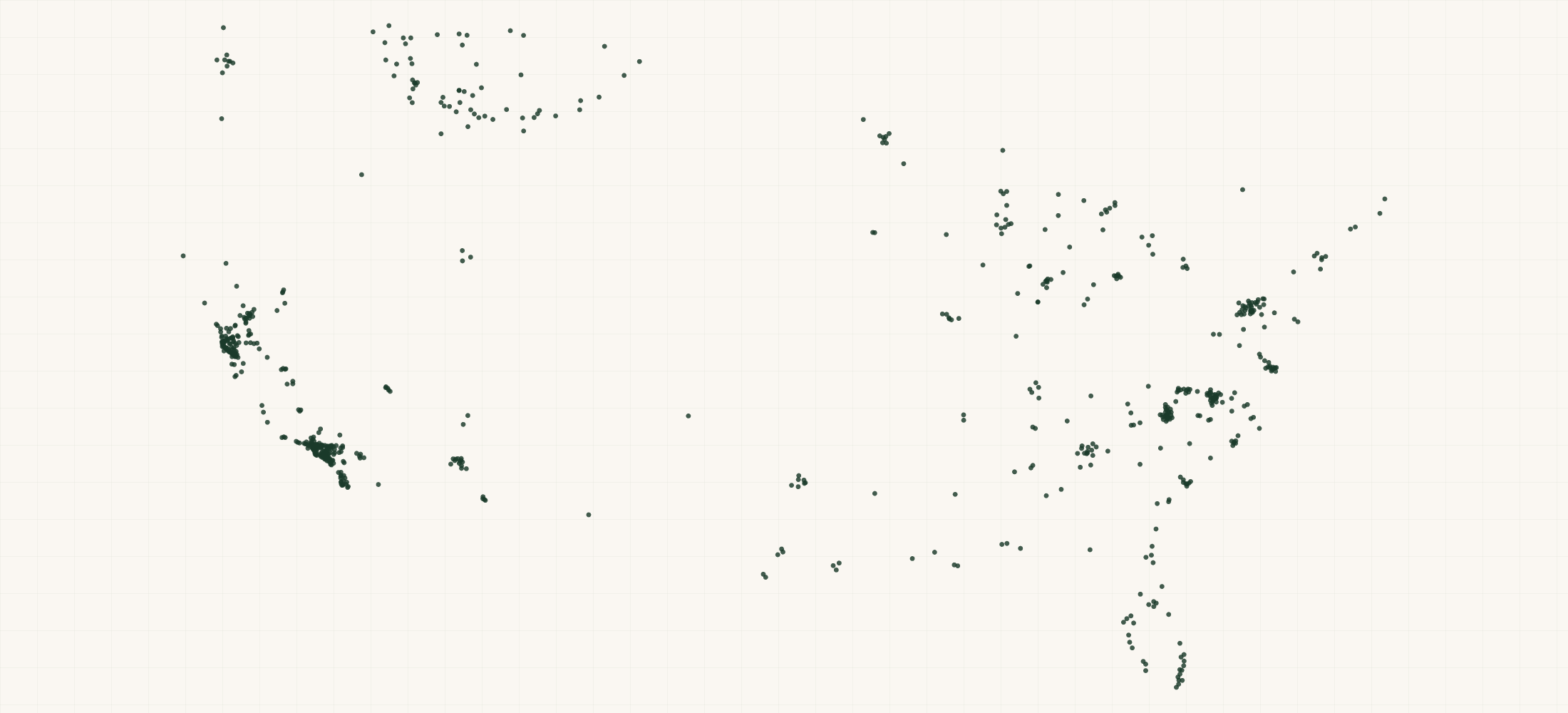 Map of where the Pocket's Chocolates Retailers are