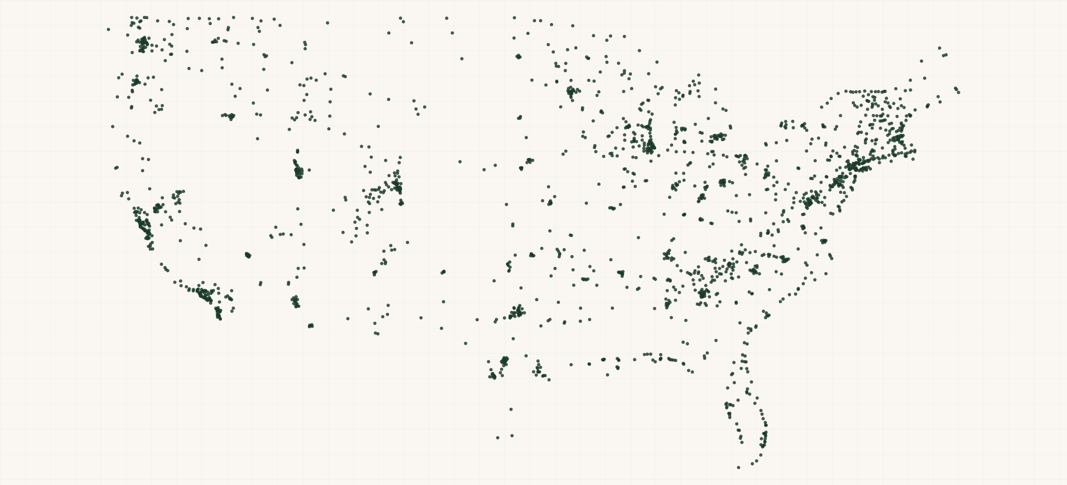Map of where the prAna Retailers are