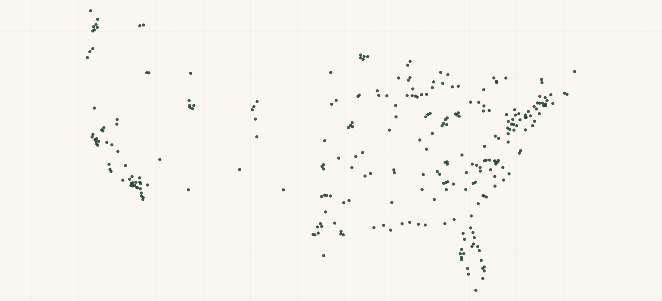 Map of where the Precision Door Service Locations are