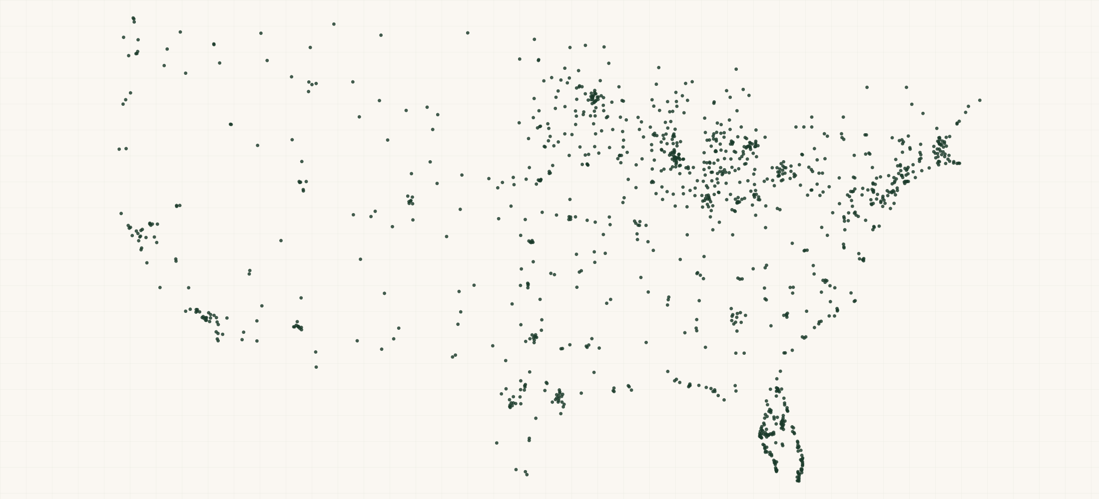 Map of where the Pro Products Retailers are