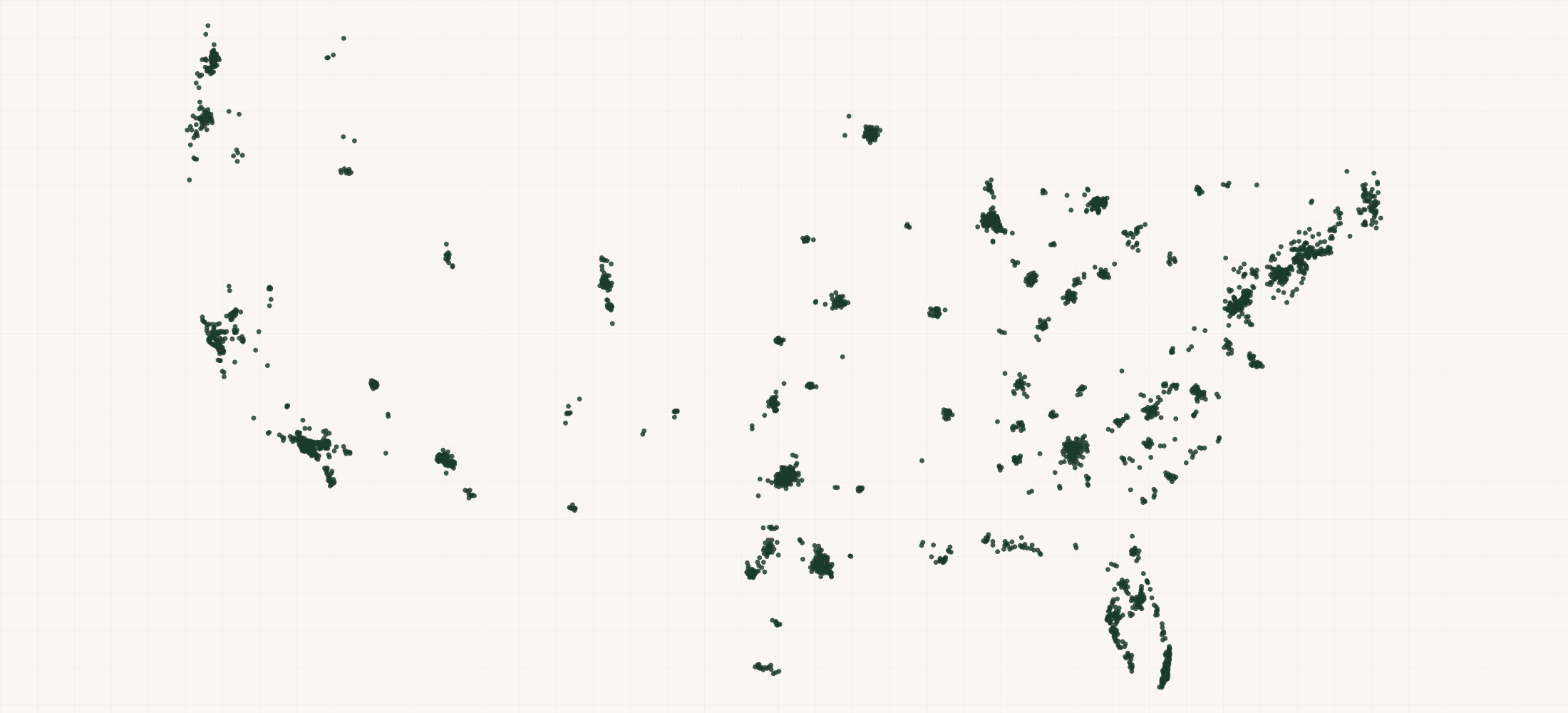 Map of where the Public Storage Locations are