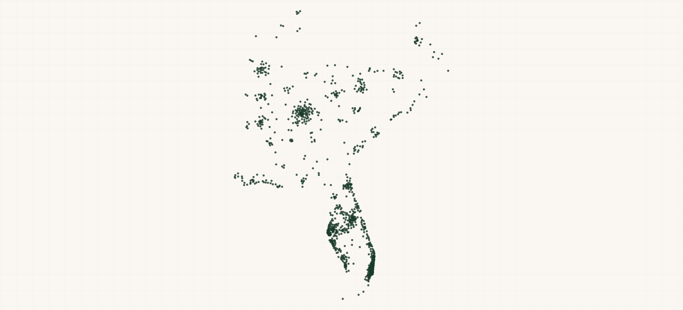 Map of where the Publix Store Locations are