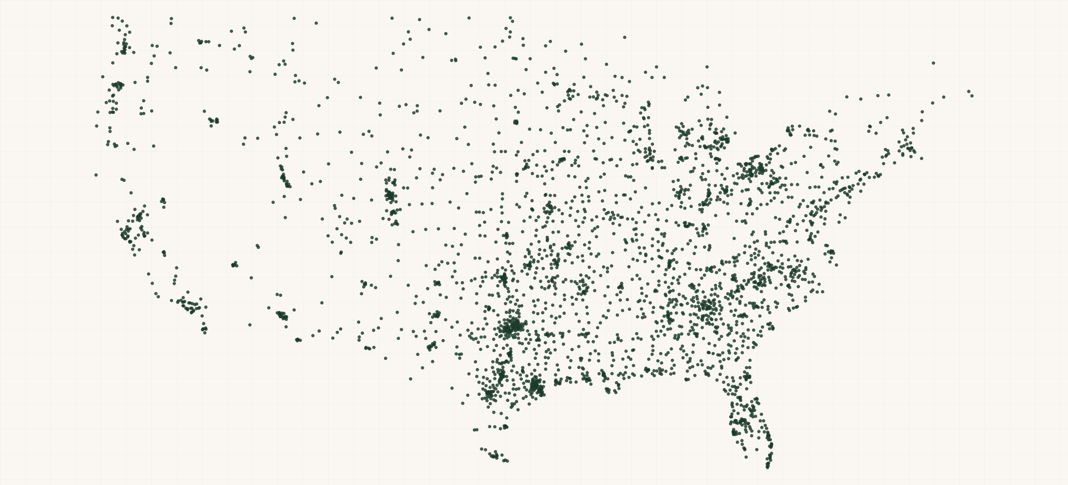 Map of where the Ranch Hand Retailers are