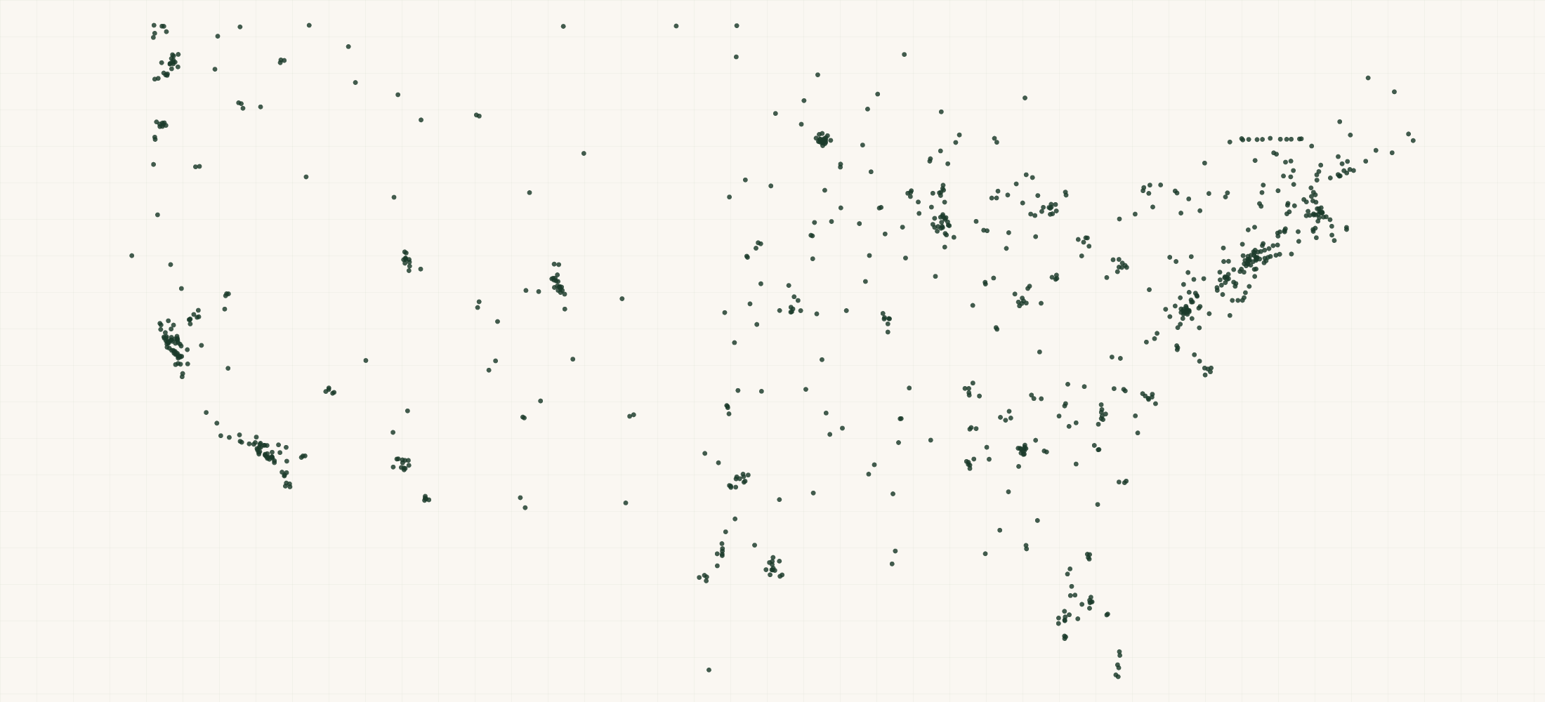 Map of where the Rapha Retailers are