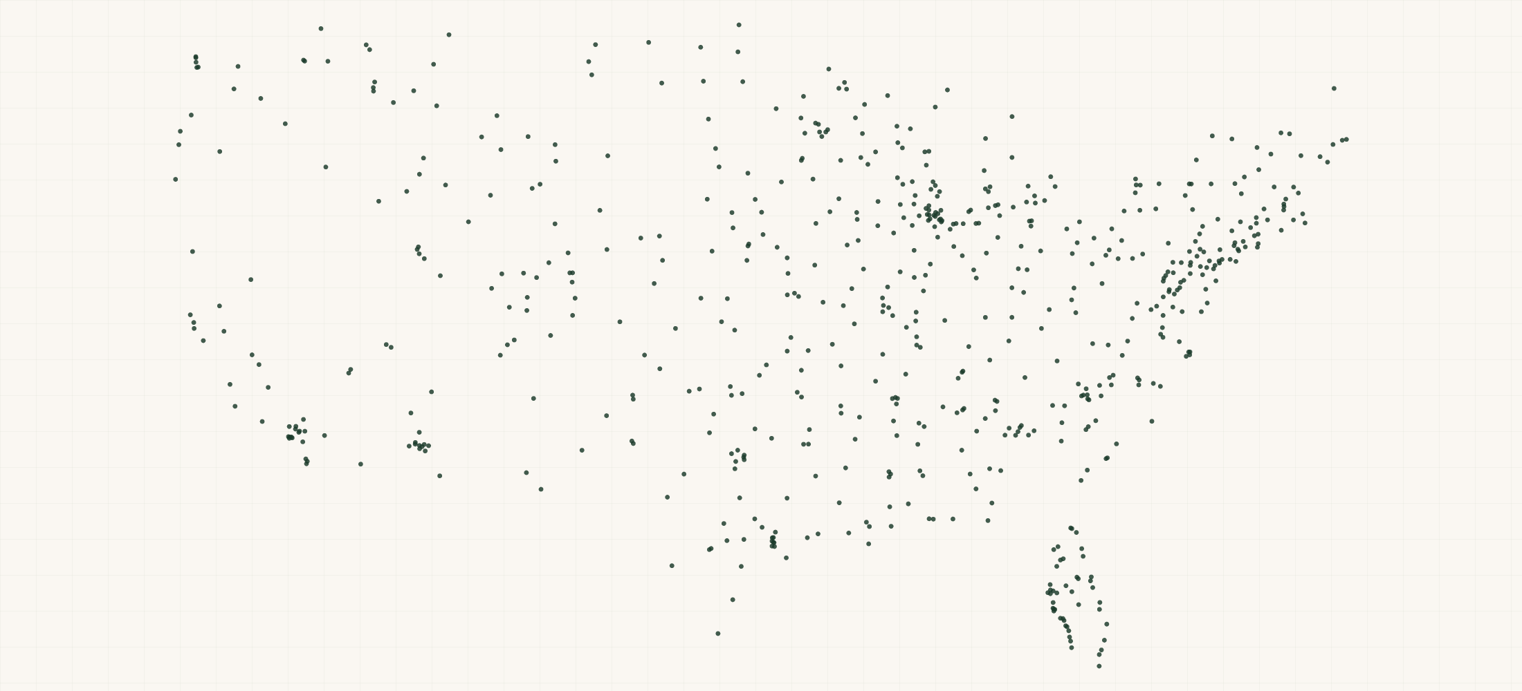 Map of where the Raynor Garage Door Dealers are