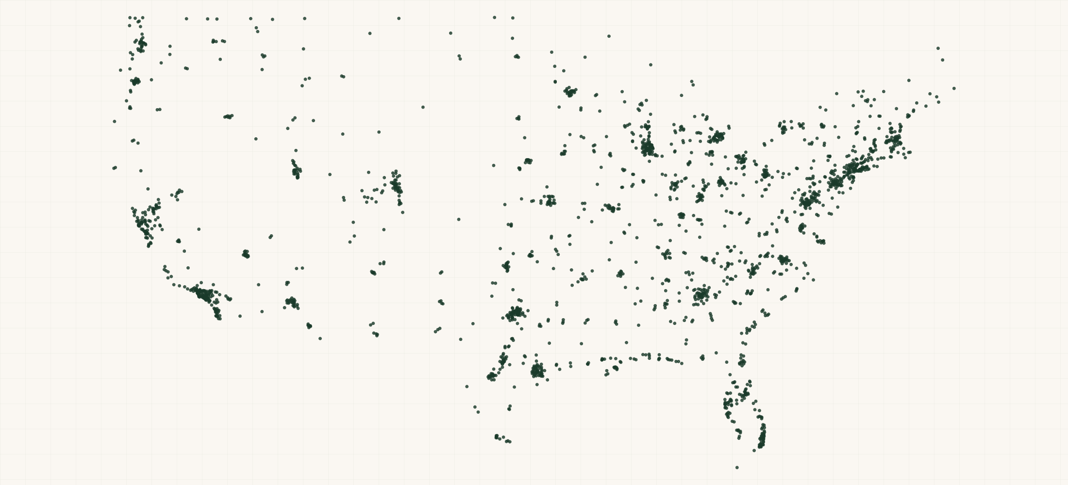 Map of where the Recovery & Massage Brand Retailers are