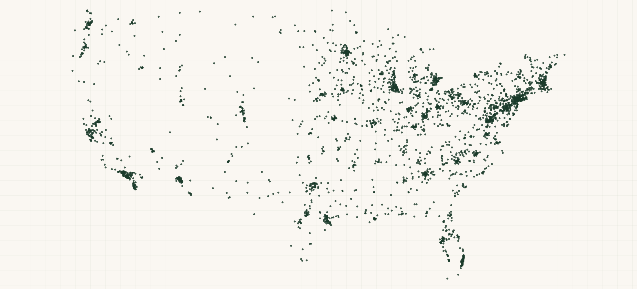 Map of where the Recreation & Sports Nonprofits are