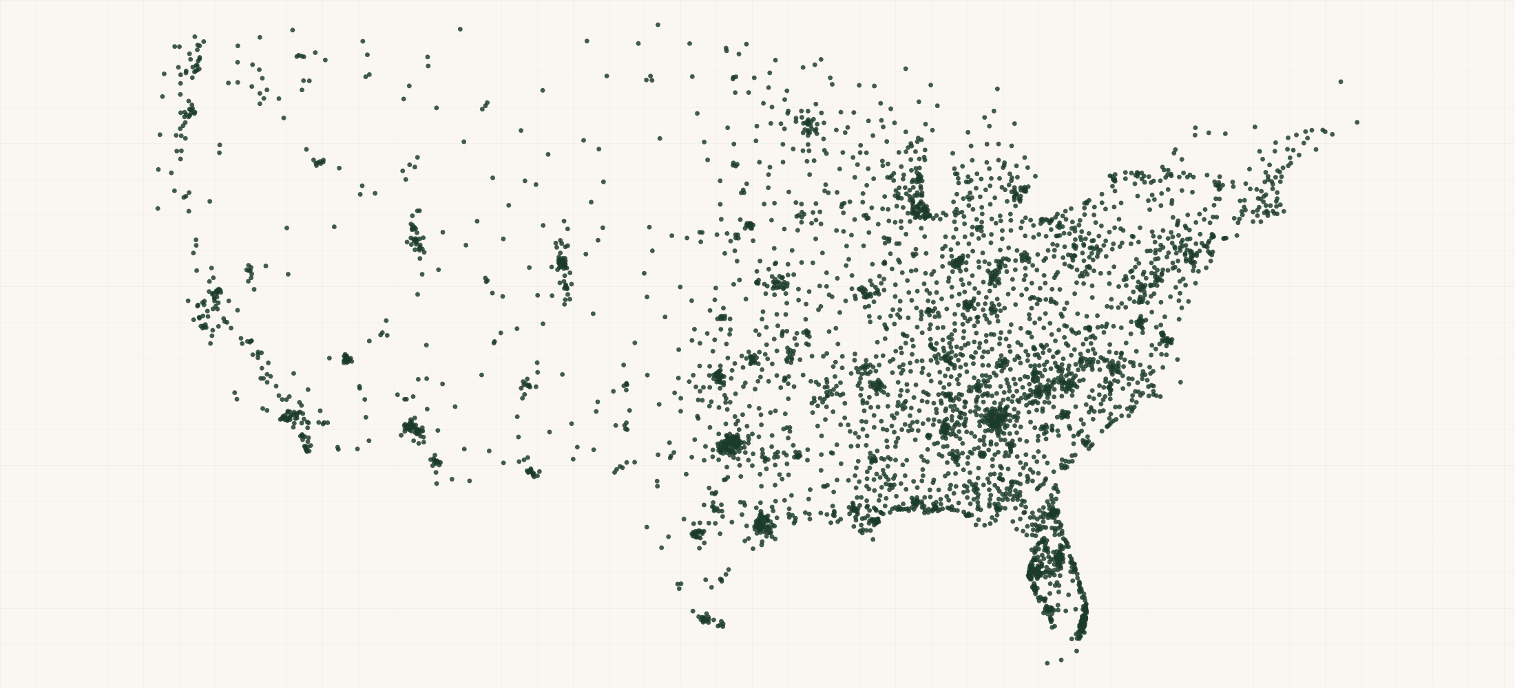 Map of where the Red Smith Foods Retailers are