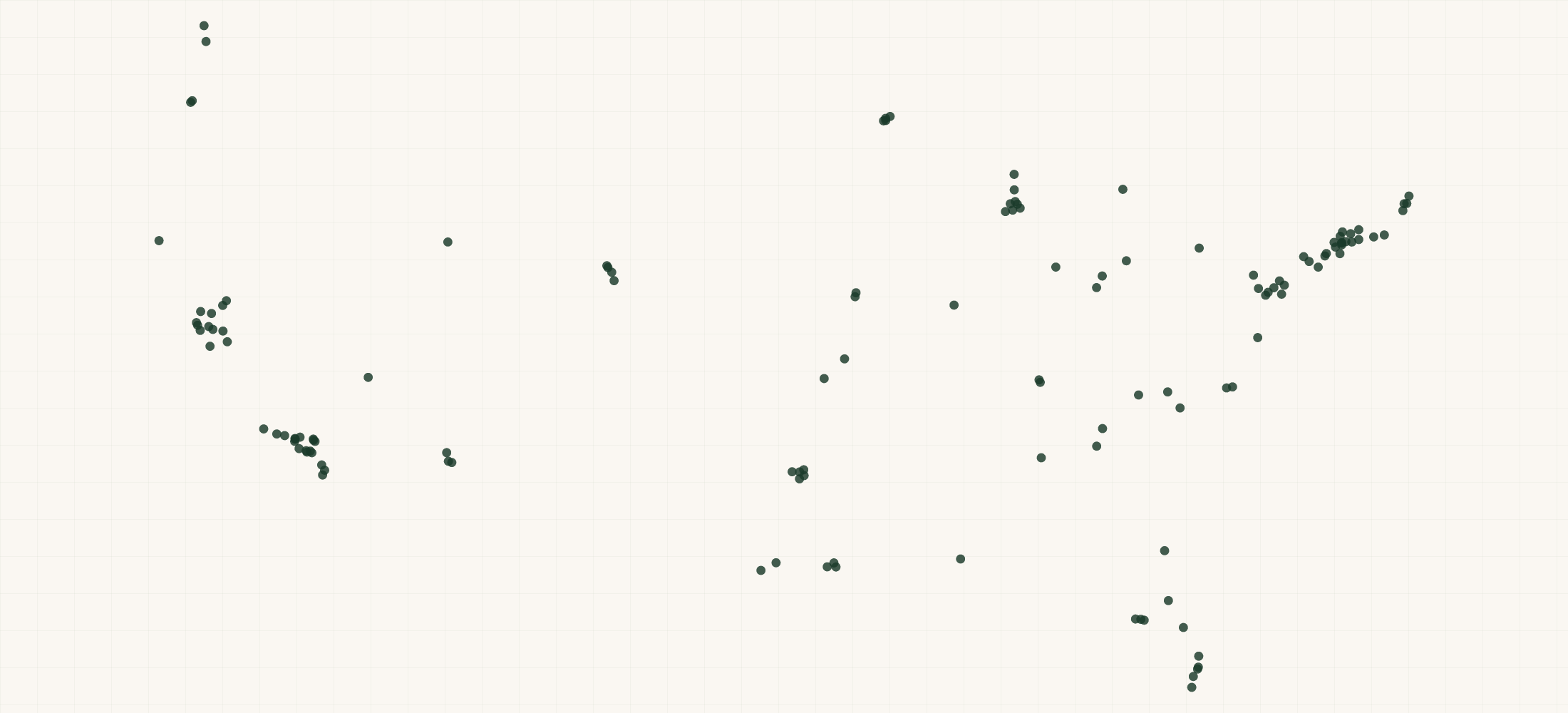 Map of where the RH (Restoration Hardware) Gallery Locations are