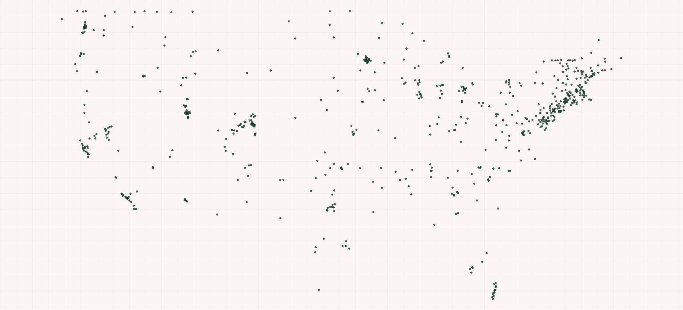 Map of where the RIDE Snowboards Retailers are