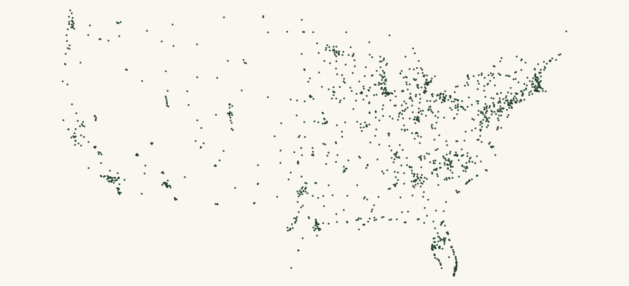Map of where the Rinehart Racing Retailers are