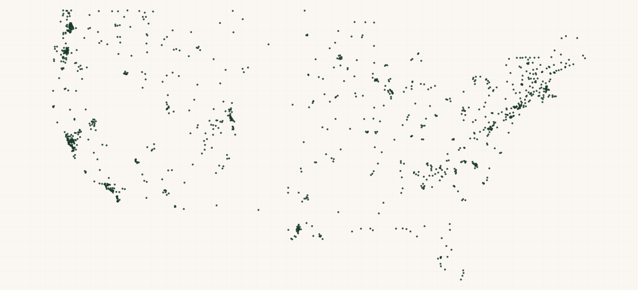 Map of where the Ruffwear Retailers are