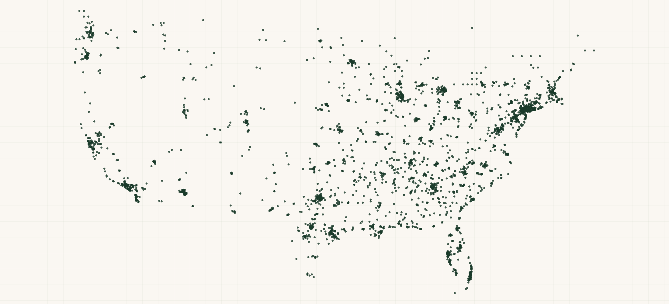 Map of where the Ryan Porter Retailers are