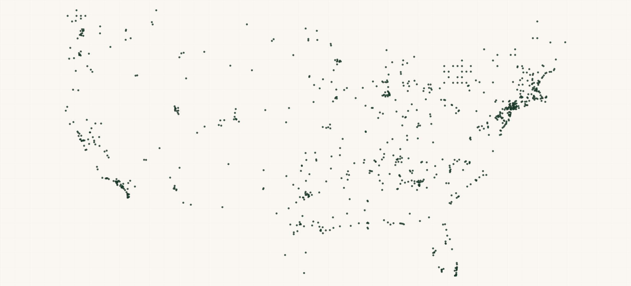 Map of where the Rylee + Cru Retailers are