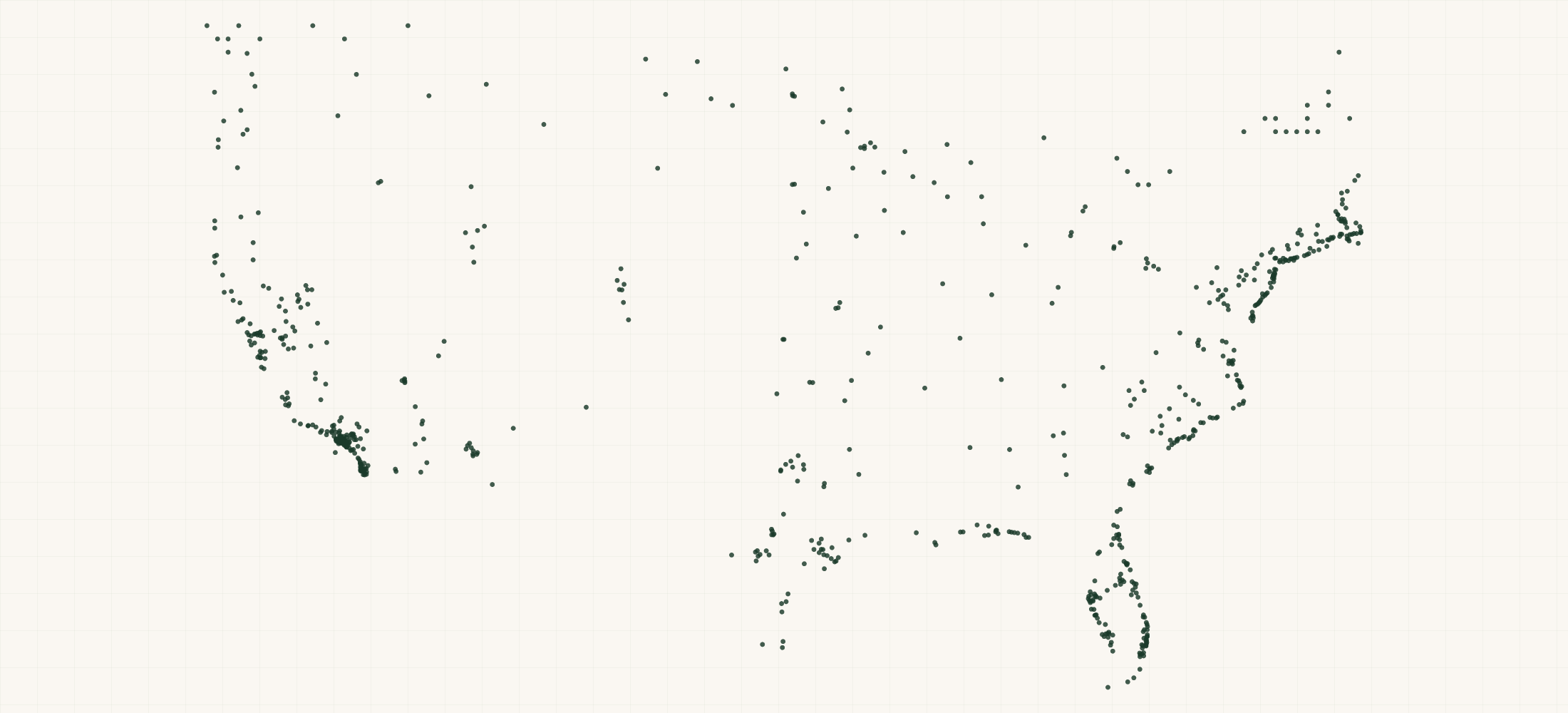 Map of where the Salty Crew Retailers are