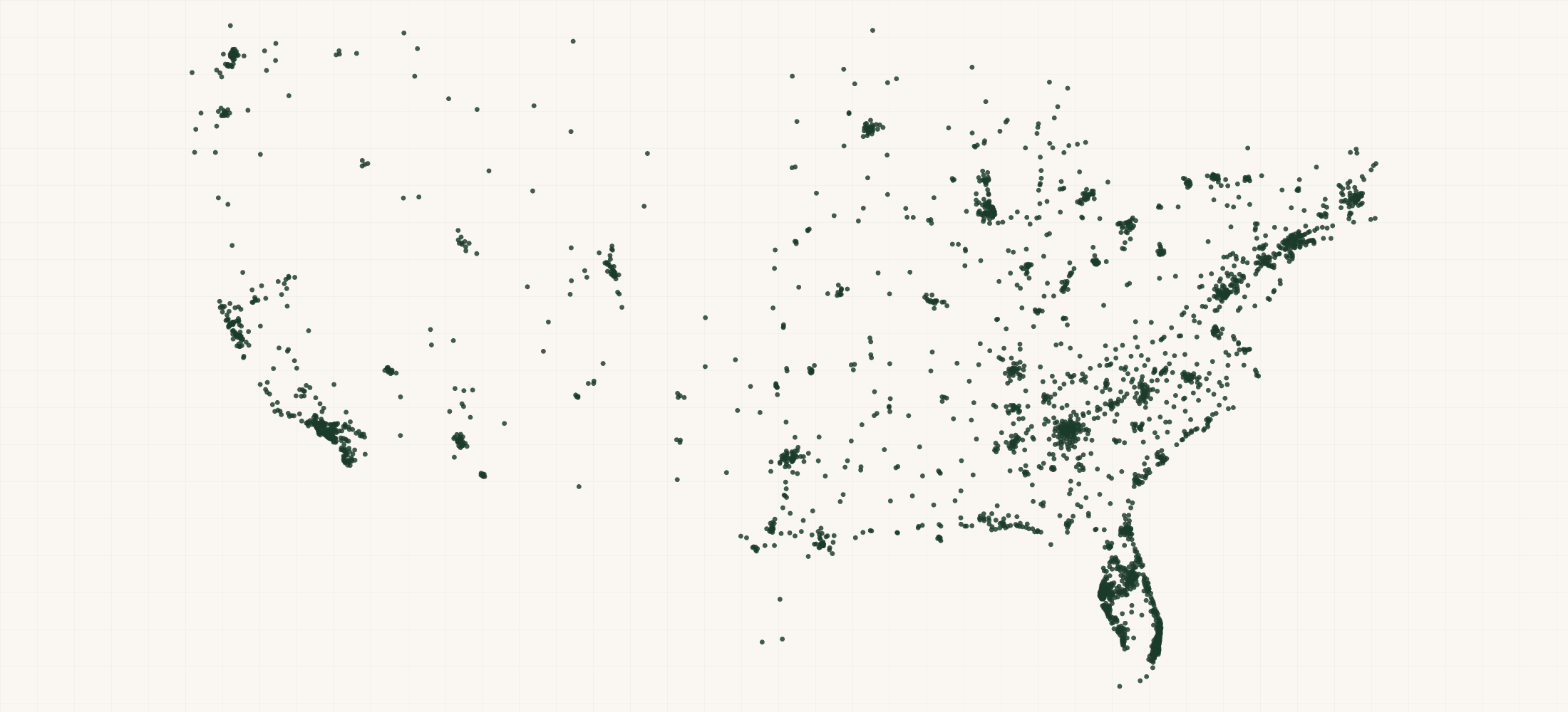 Map of where the Savannah Bee Company Retailers are