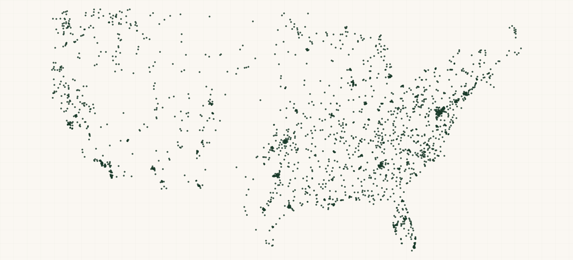 Map of where the SBA HUBZone-Certified Federal Contractors are