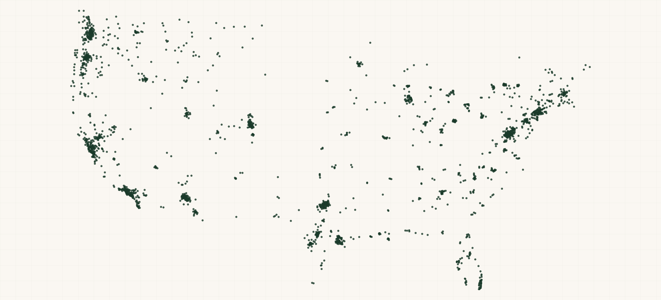 Map of where the Secret Aardvark Retailers are