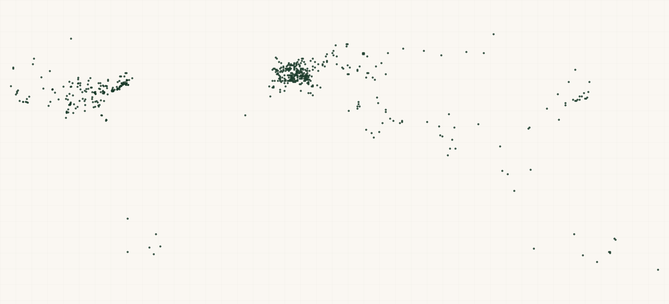 Map of where the Serge Lutens Retailers are