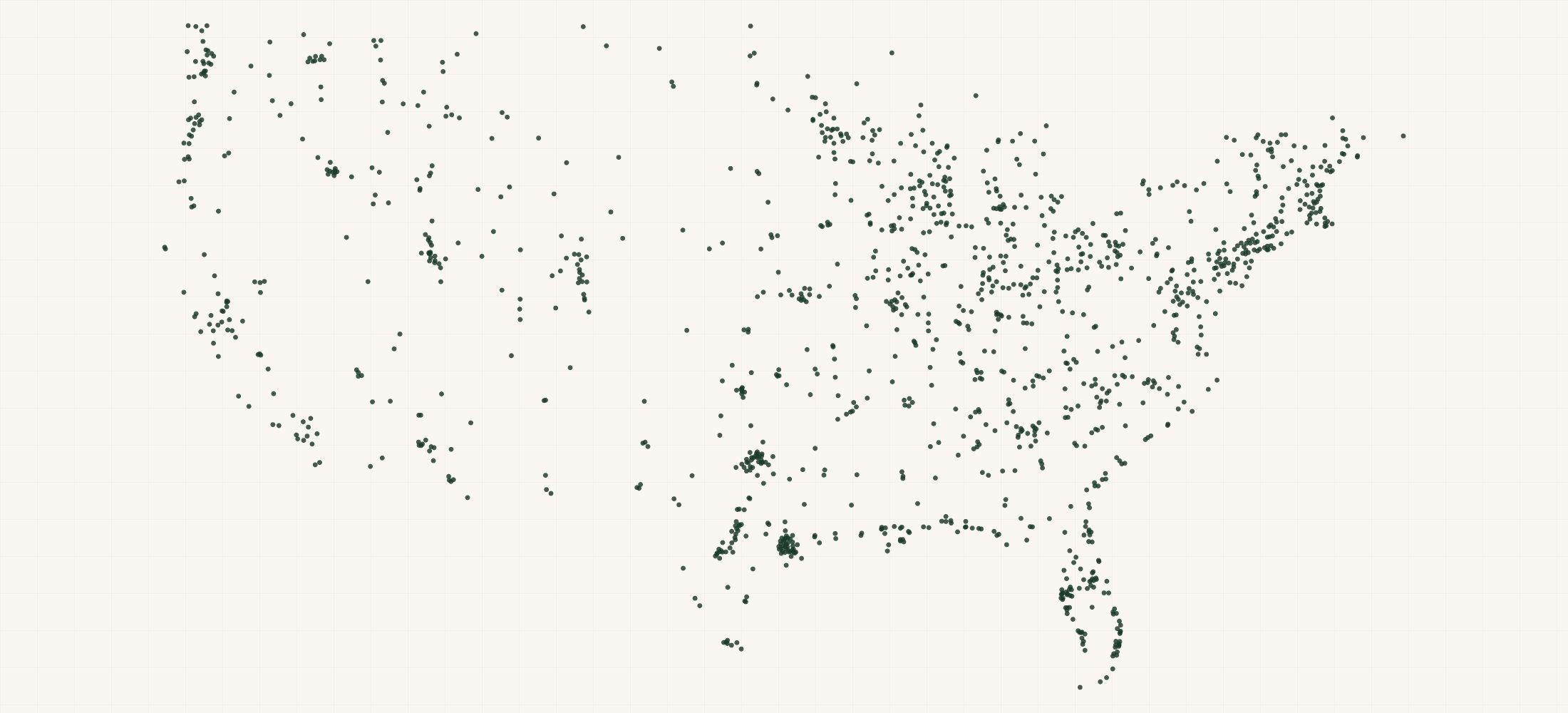 Map of where the Shakespeare Retailers are