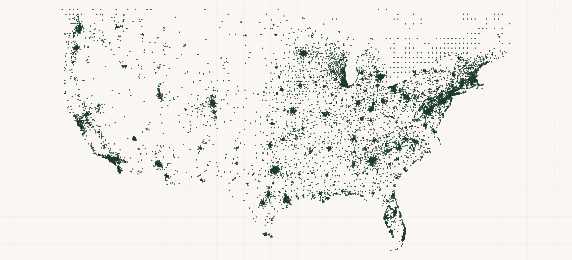 Map of where the Snacks, Candy & Chocolate Brand Retailers are
