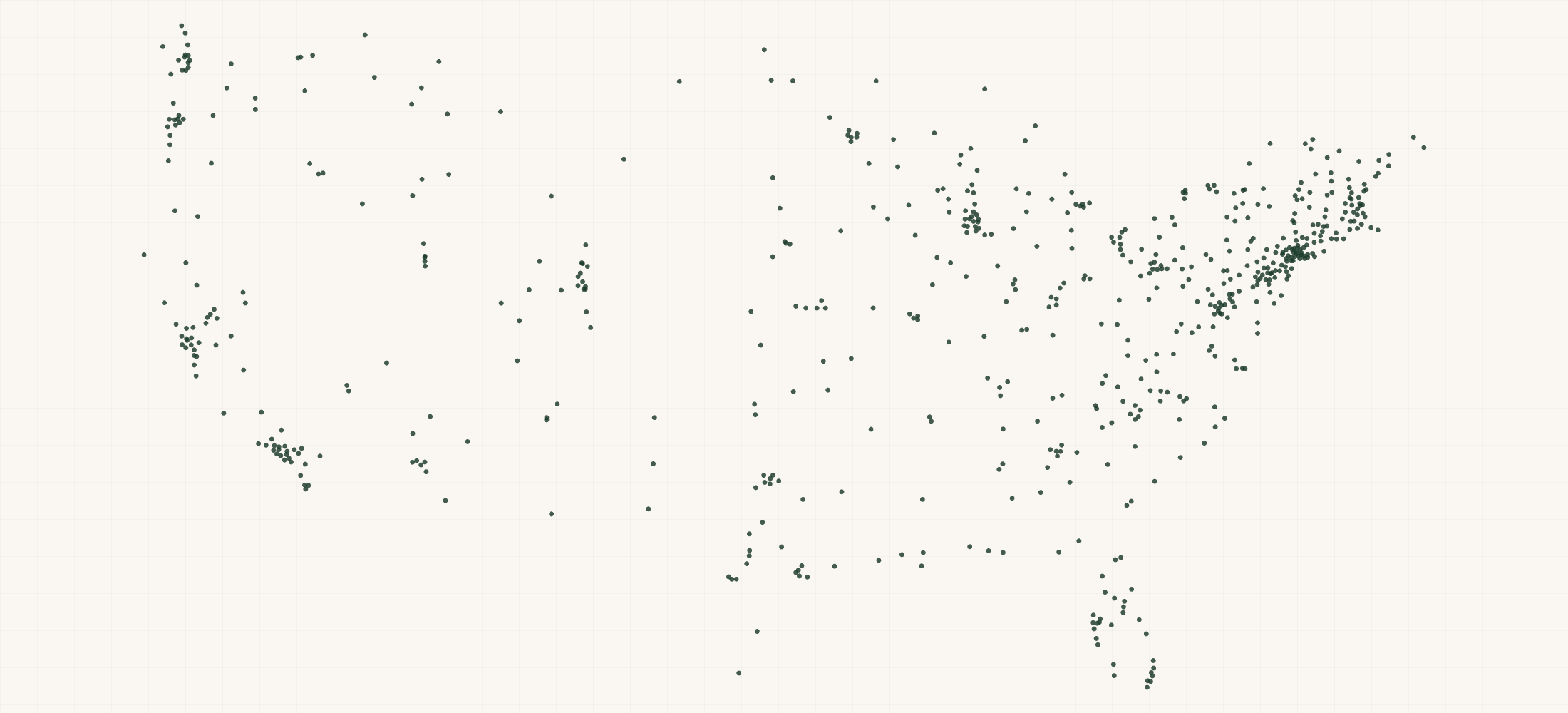 Map of where the Subaru Dealer Locations are