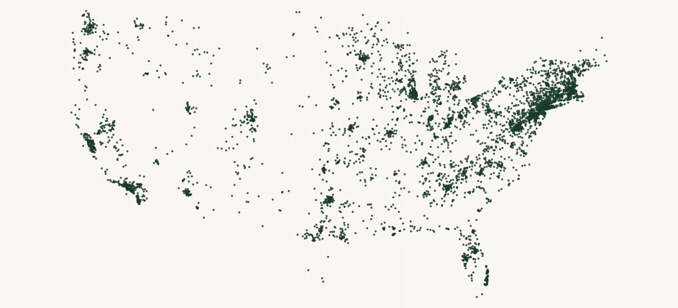 Map of where the Summer Camp Locations (US + Canada) are