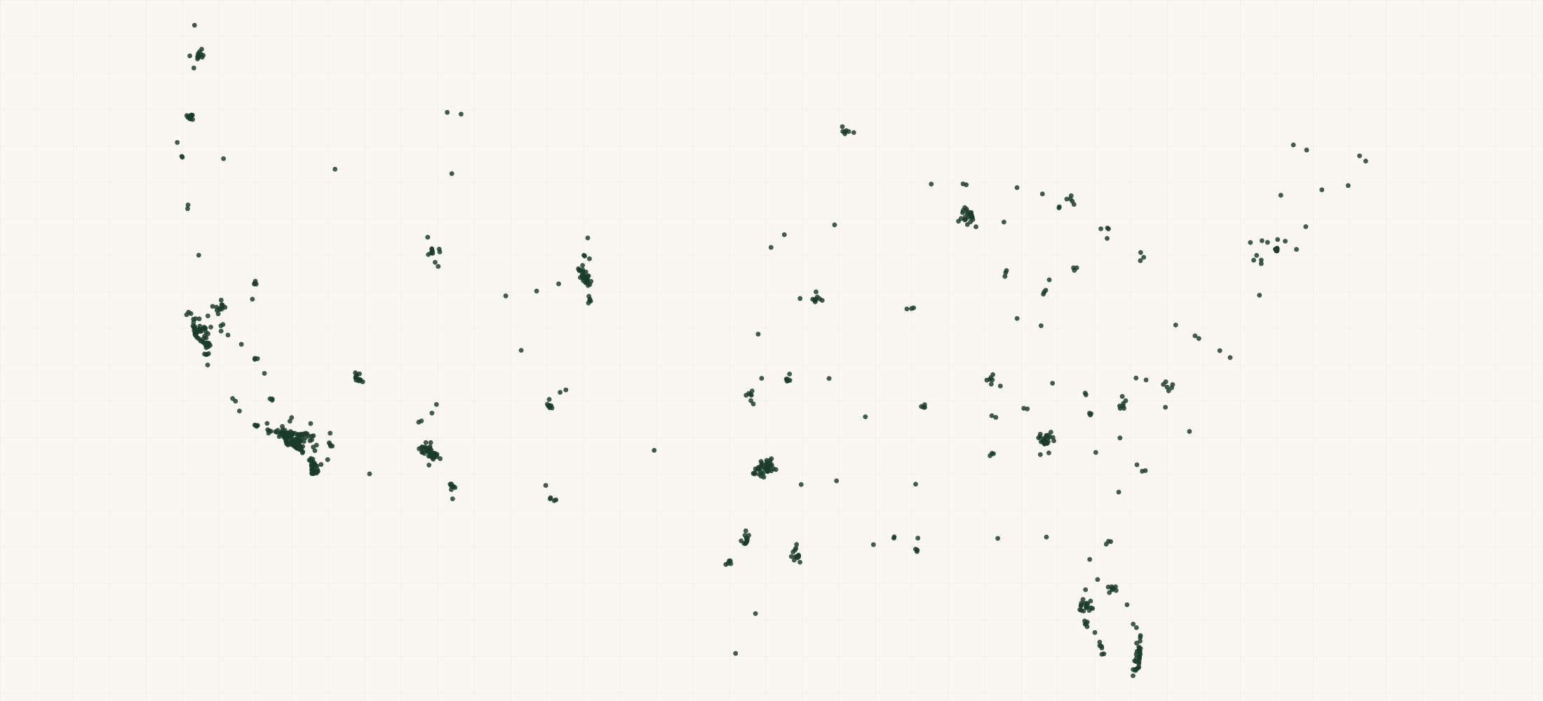 Map of where the Sunny Fine Foods Retailers are