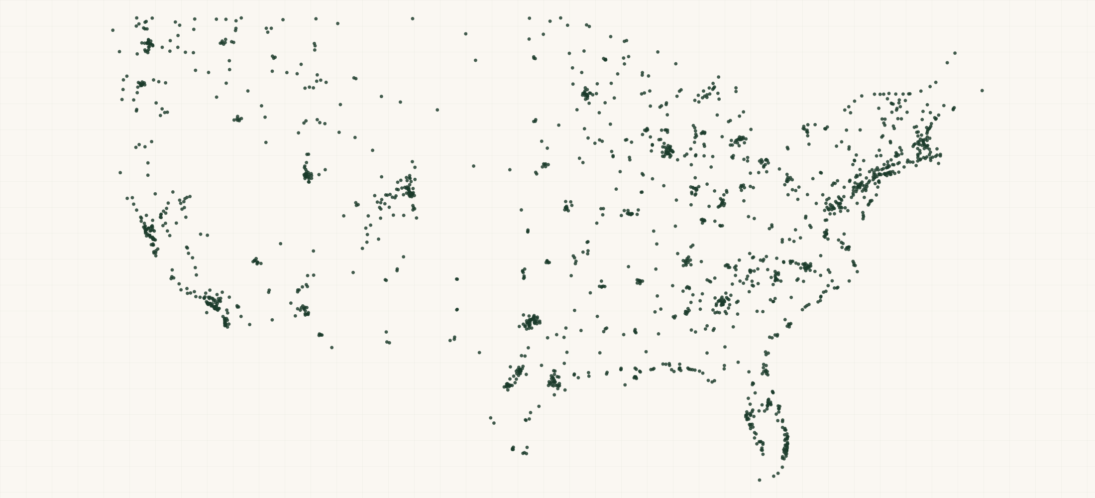 Map of where the Surf, Skate & Board Apparel Brand Retailers are