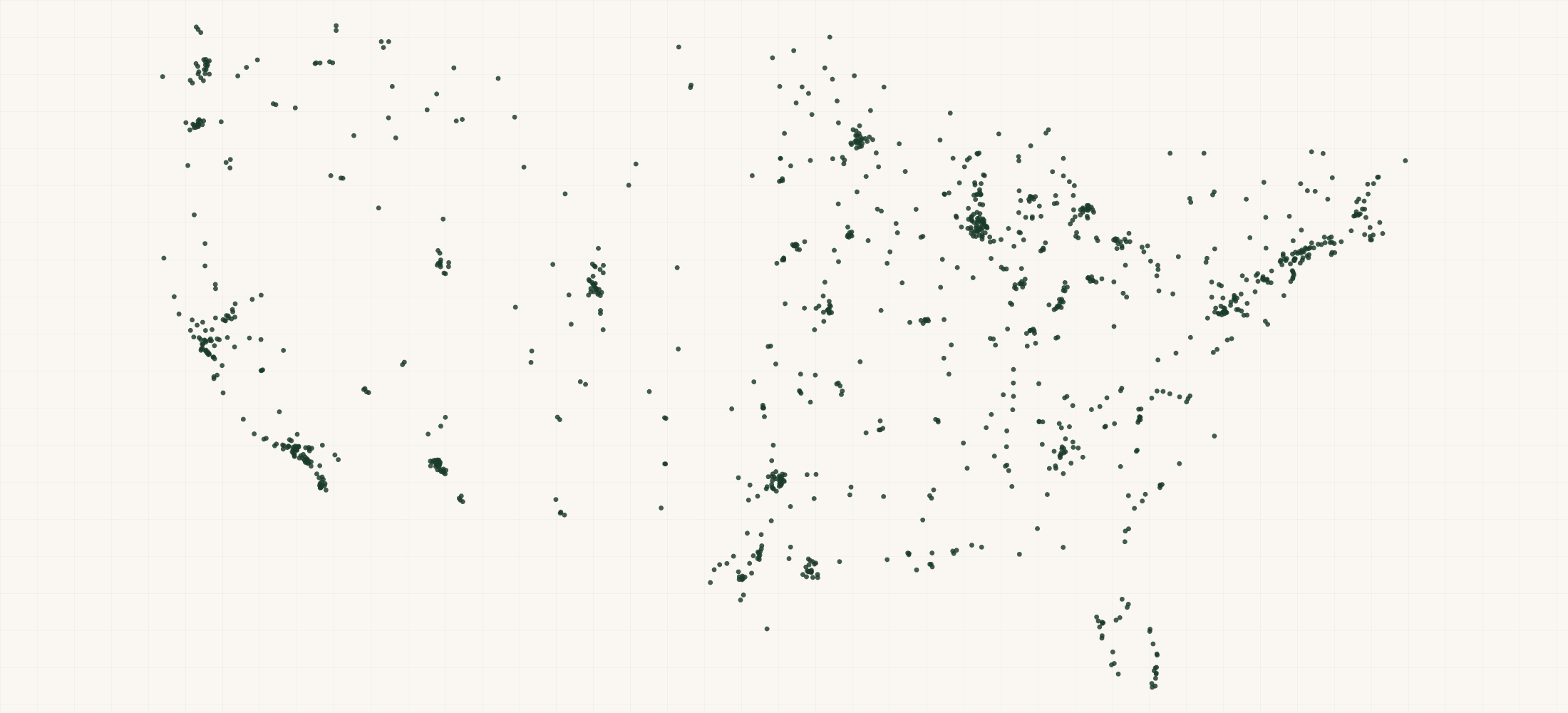 Map of where the TableTopics Retailers are