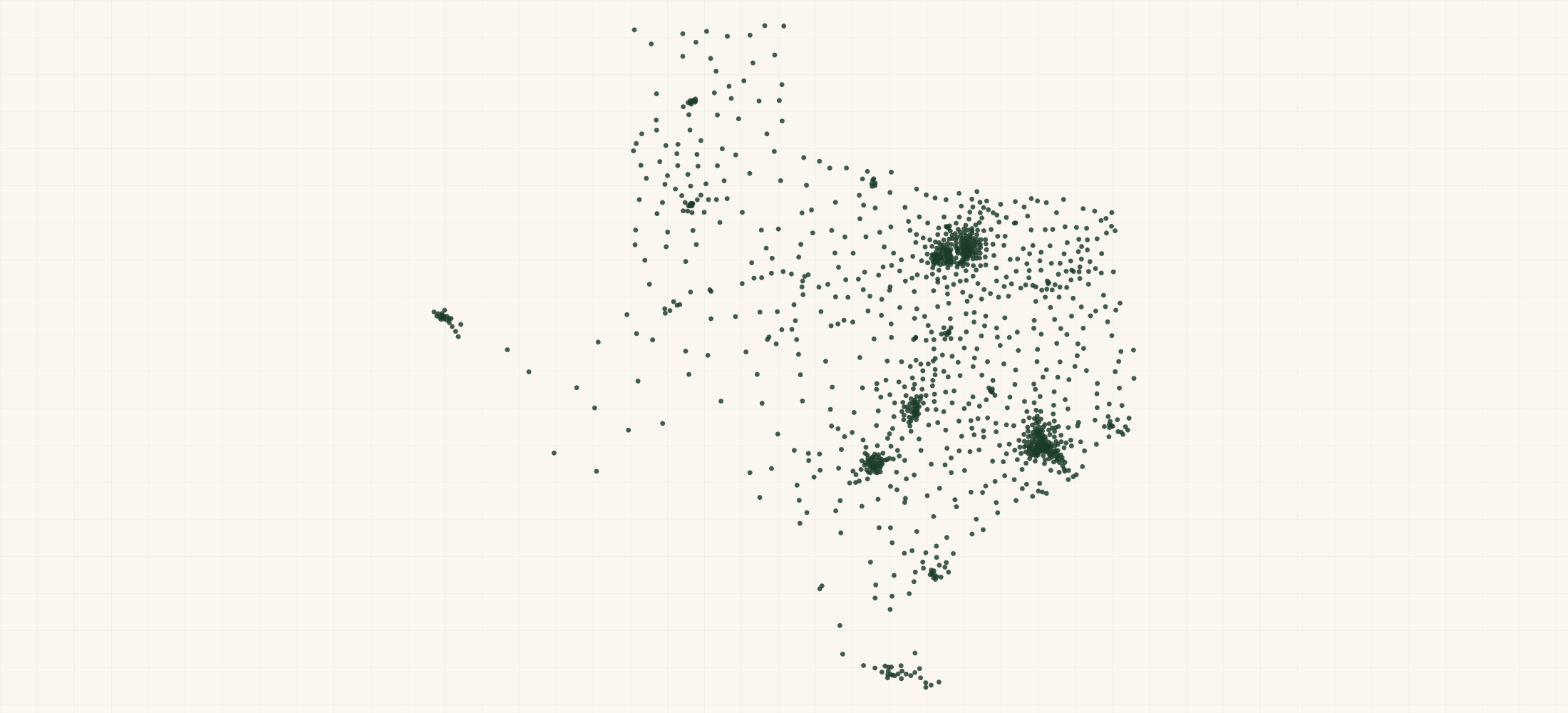 Map of where the Texas Bank Branches are