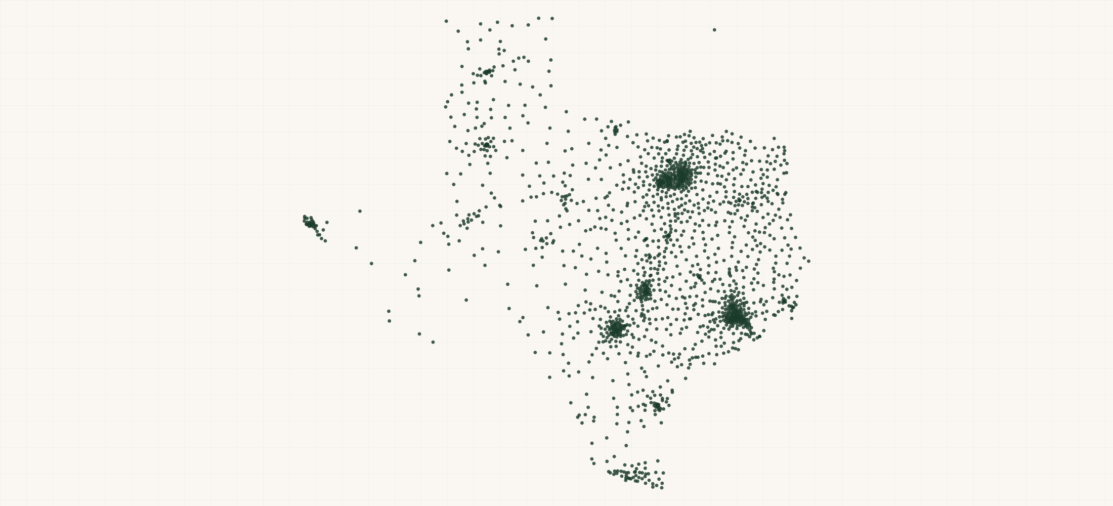 Map of where the Texas Federal Contractors are