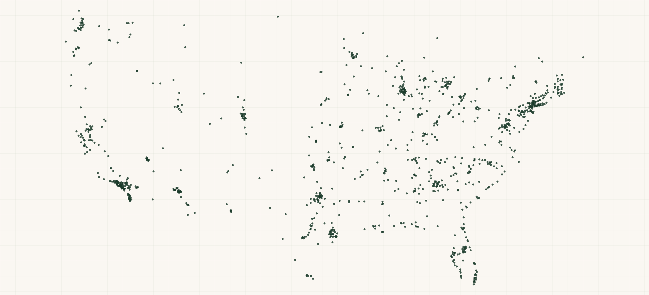 Map of where the The Nue Co. Retailers are