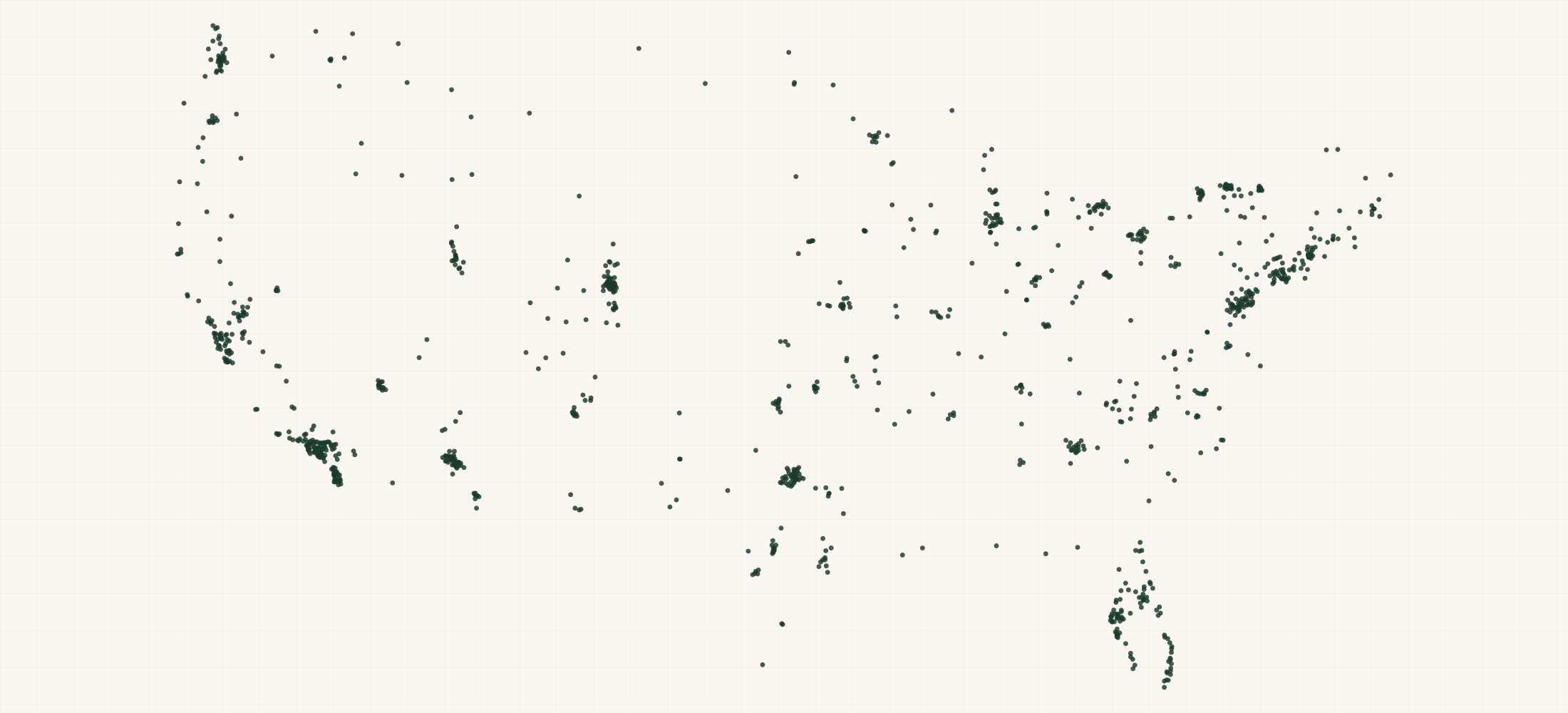 Map of where the The Organic Skin Co Retailers are