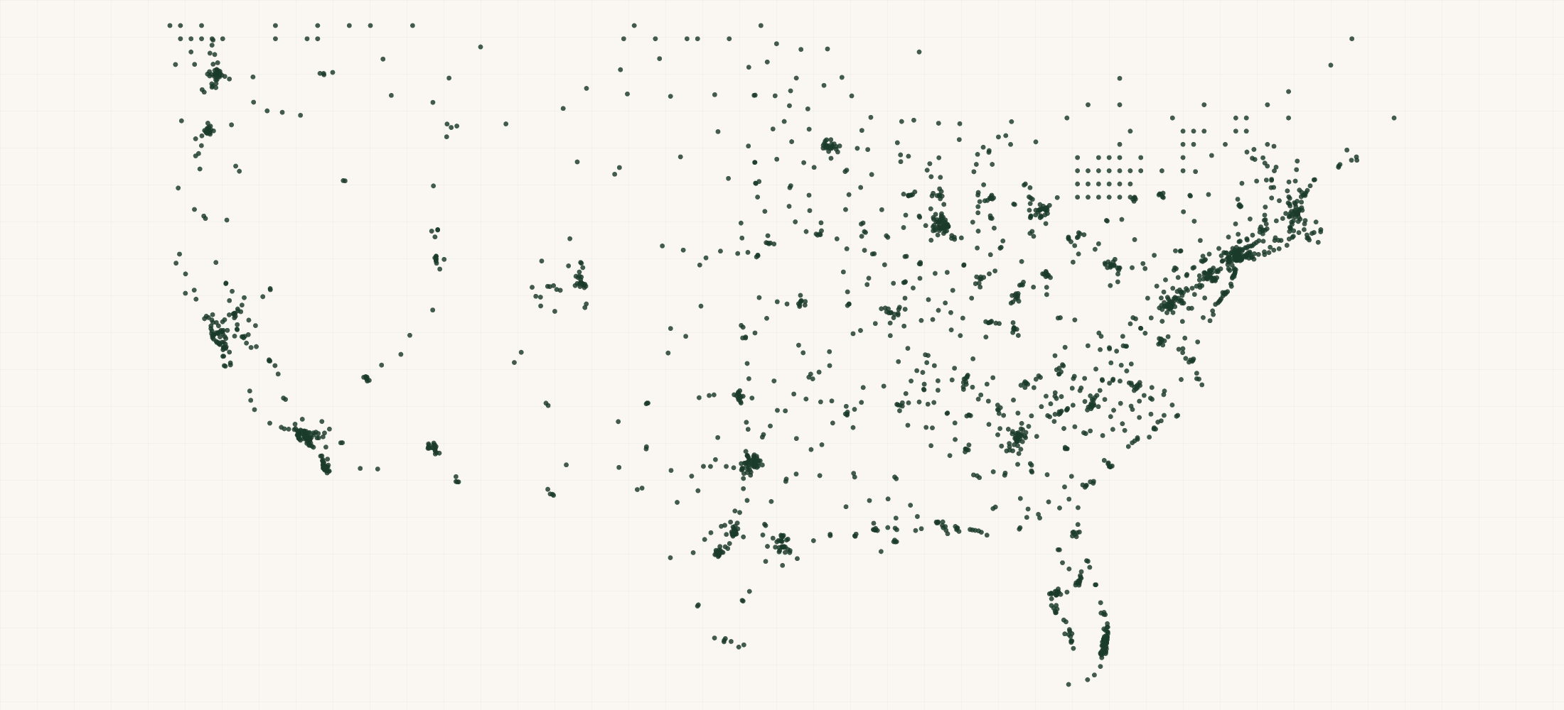 Map of where the TOMS Retailers are