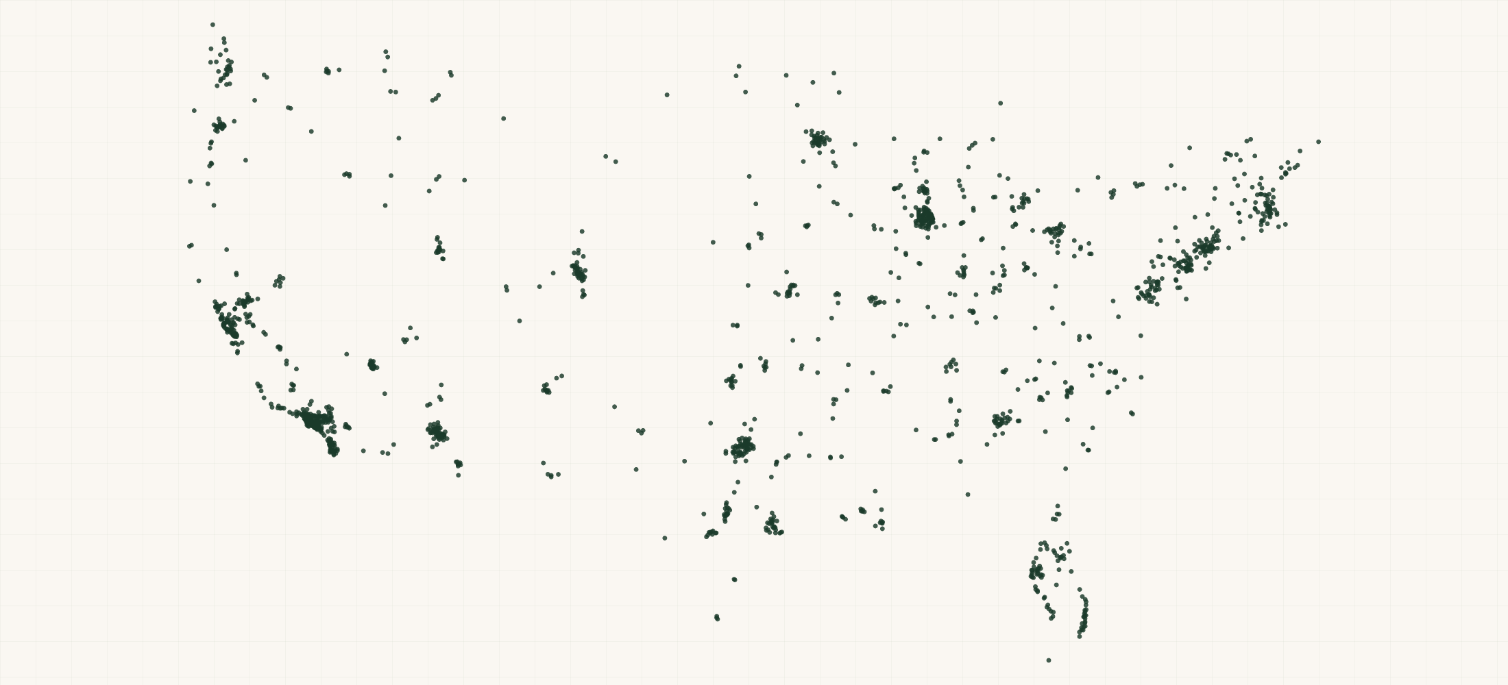 Map of where the Tosi Retailers are