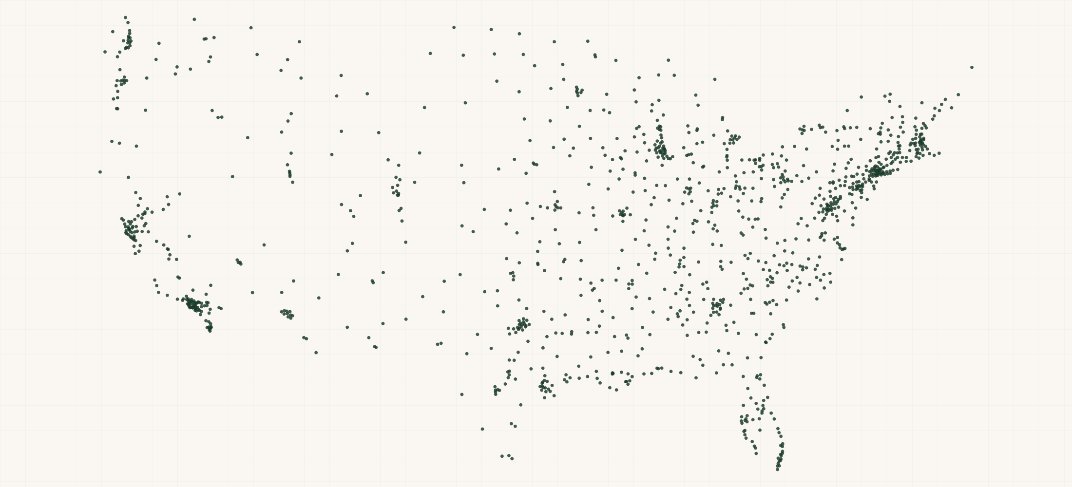 Map of where the Toyota Dealer Locations are
