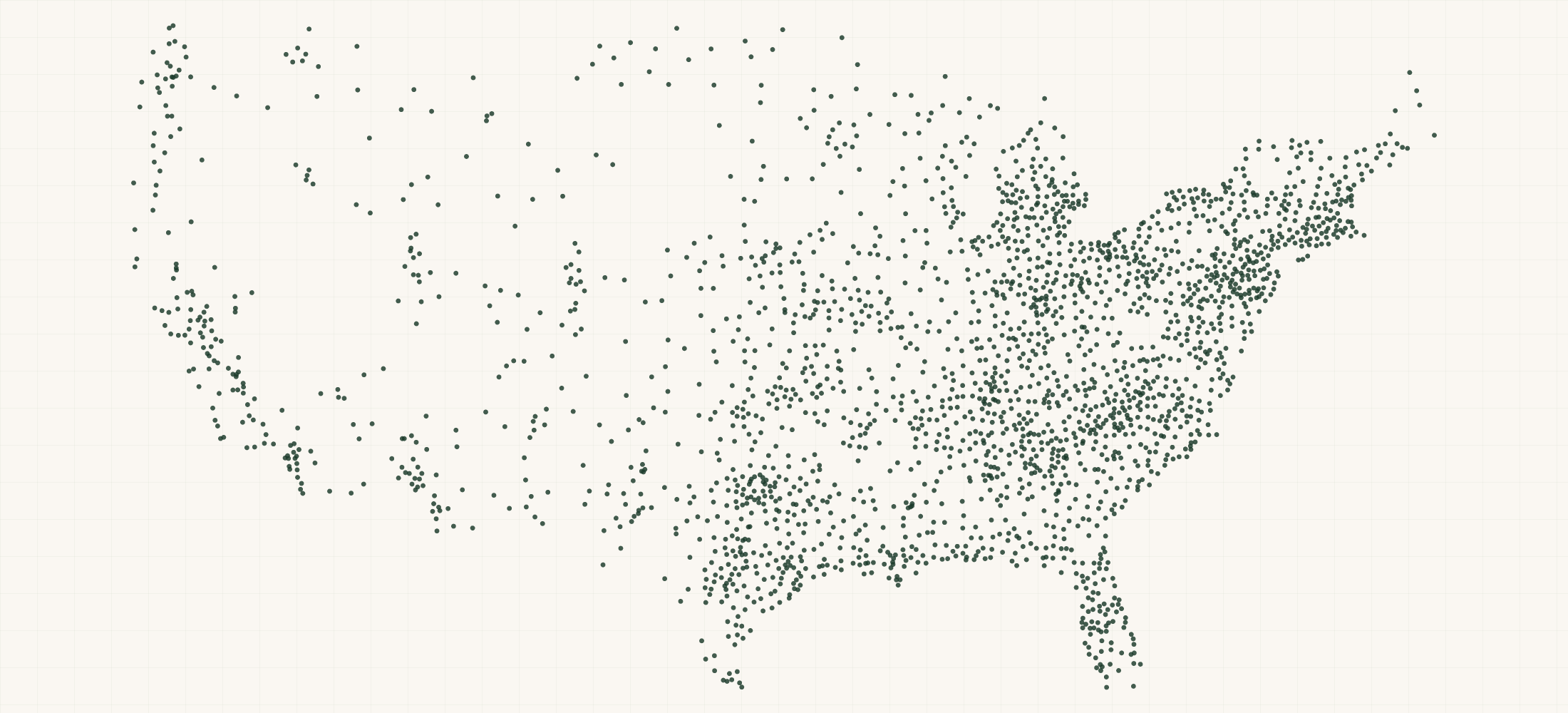 Map of where the Tractor Supply Locations are