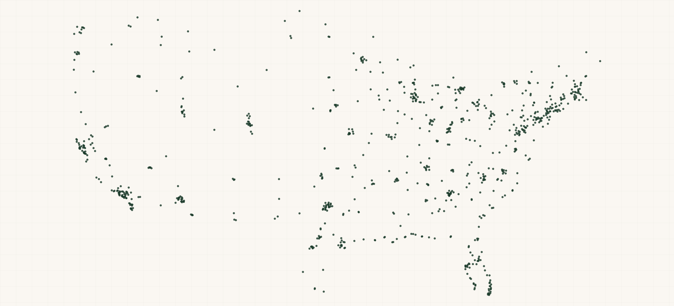 Map of where the TravisMathew Retailers are