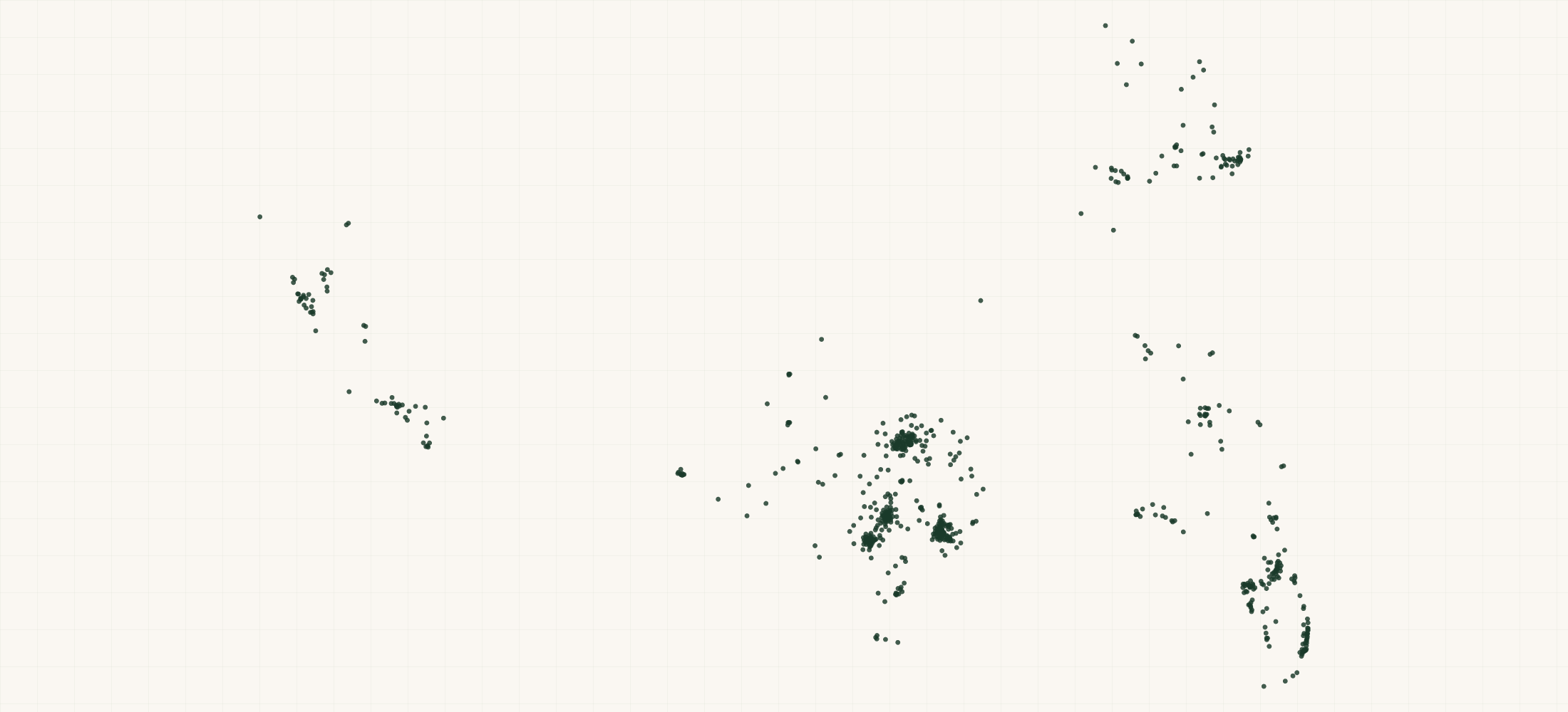 Map of where the Treaty Oak Distilling Retailers are