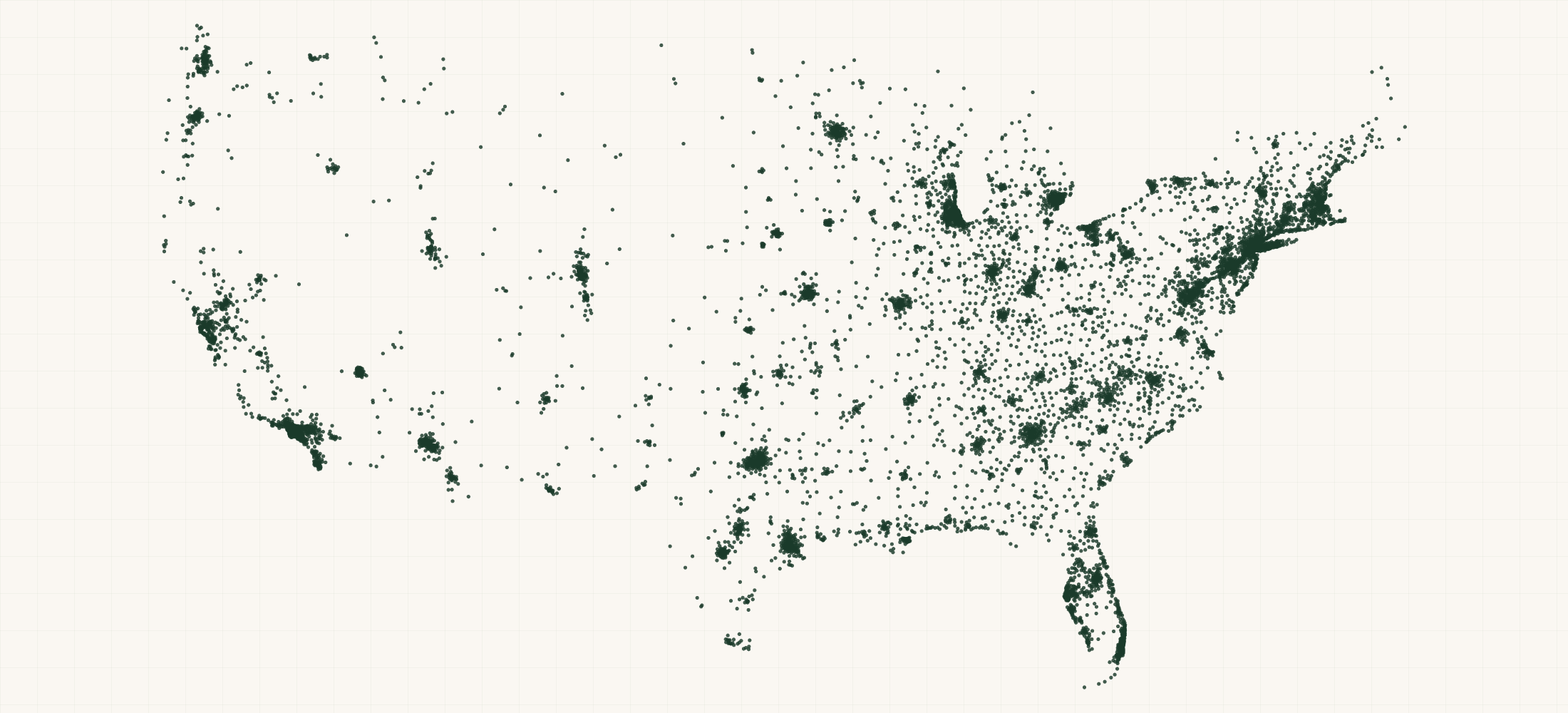 Map of where the Tree Hut Retailers are