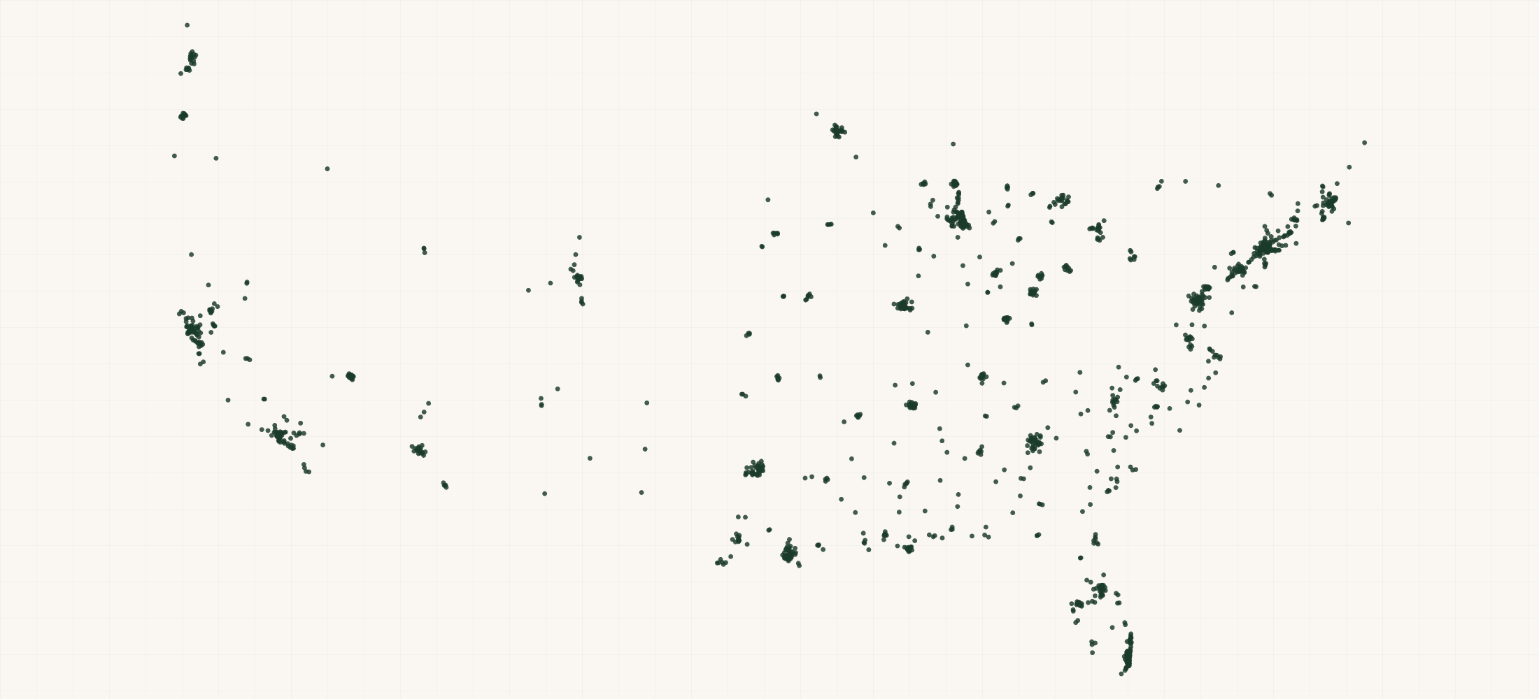 Map of where the TréLuxe Retailers are