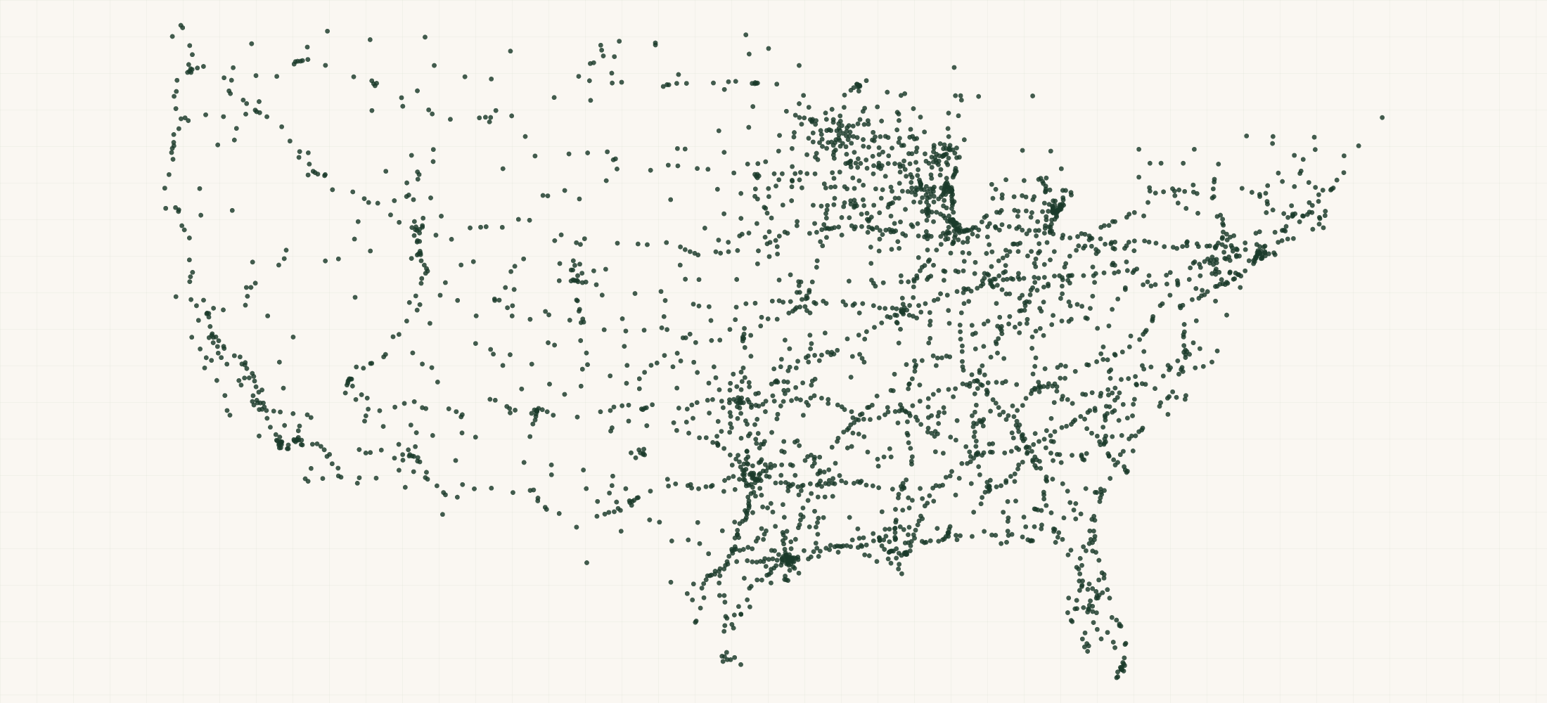 Map of where the US Truck Stops & Travel Centers are