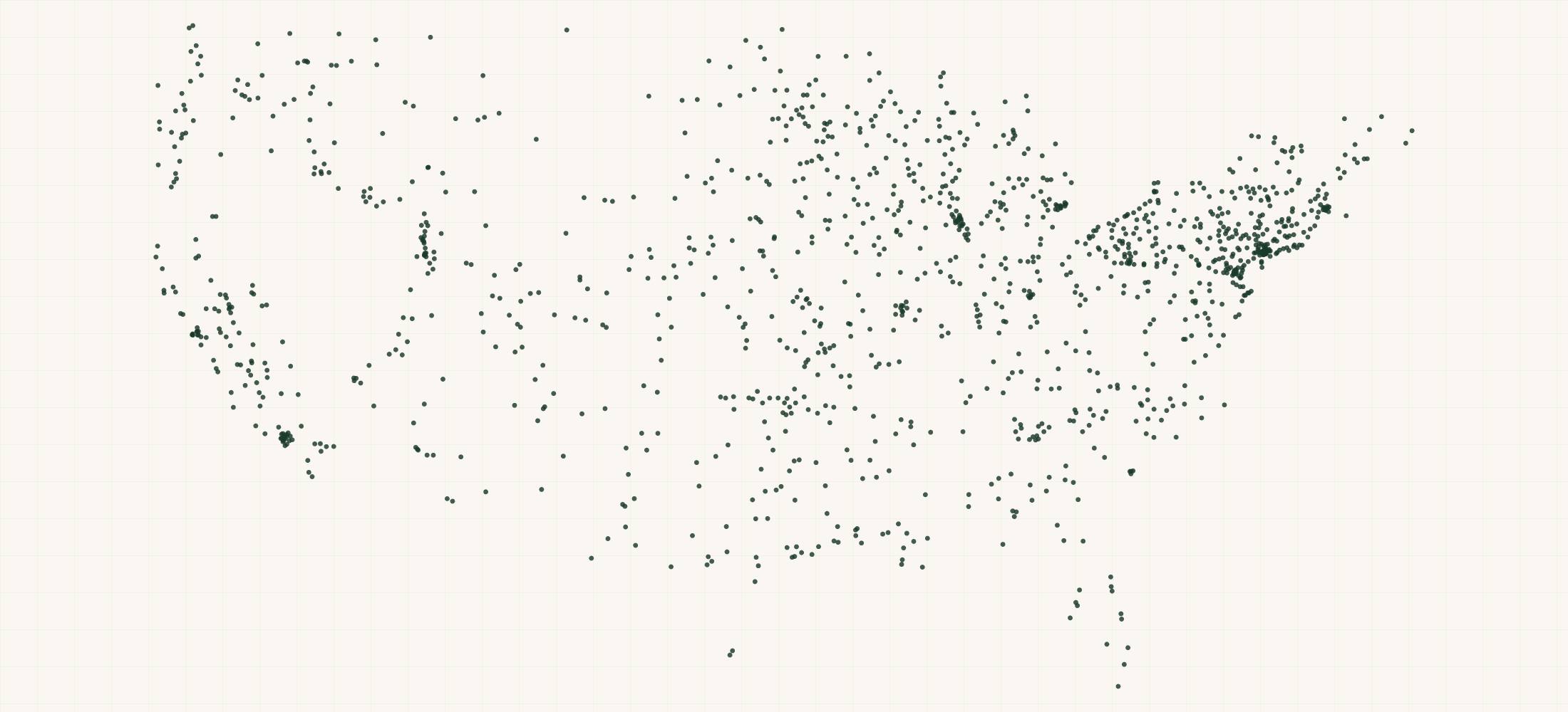 Map of where the True Value Locations are