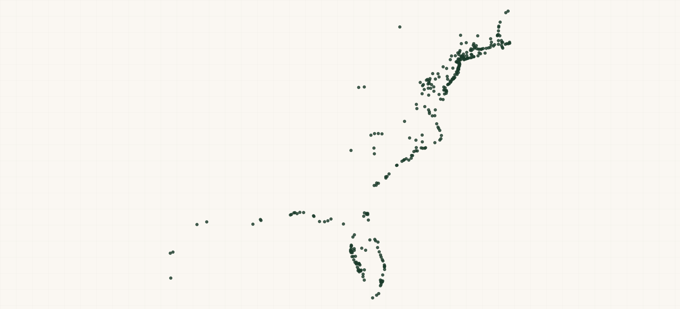 Map of where the Tsunami Fishing Retailers are