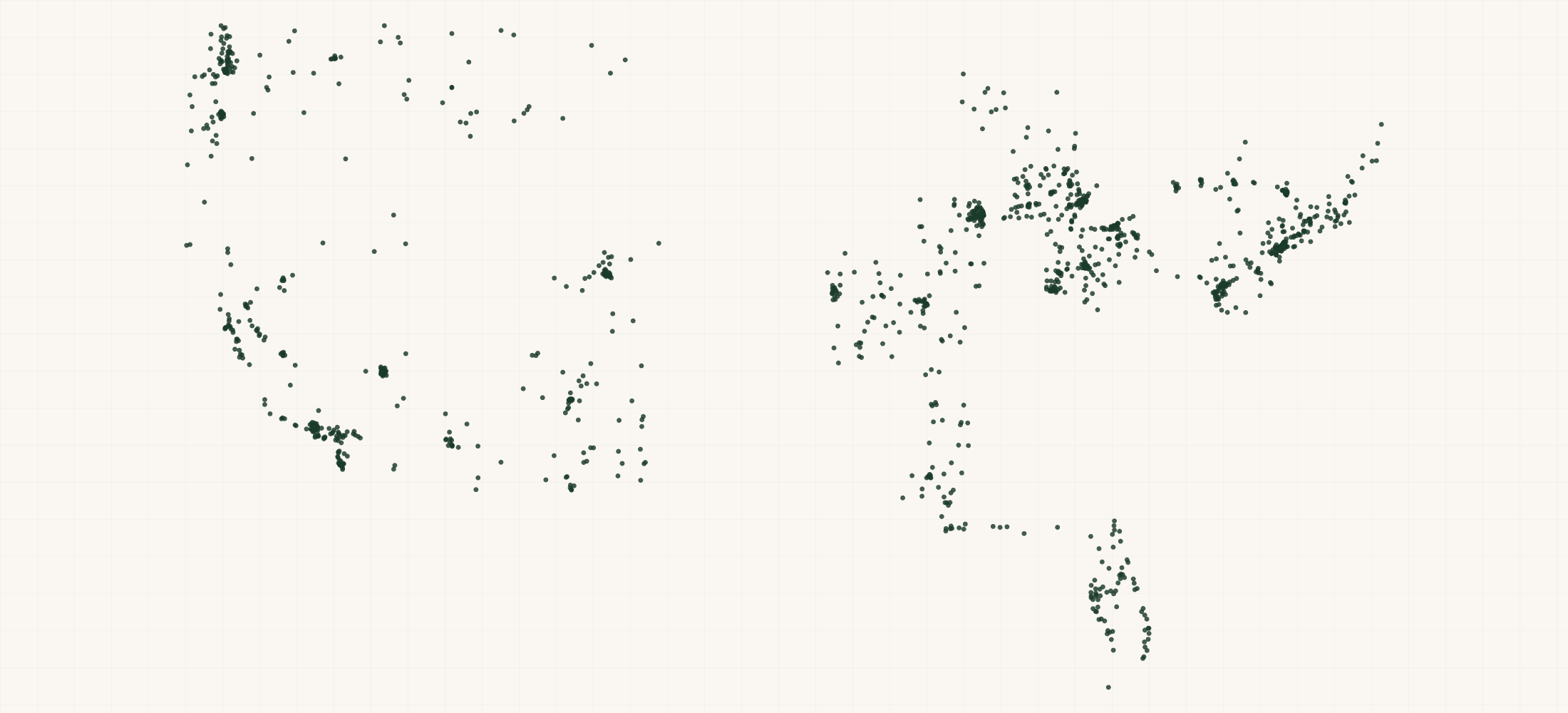 Map of where the Tyson 2.0 Retailers are